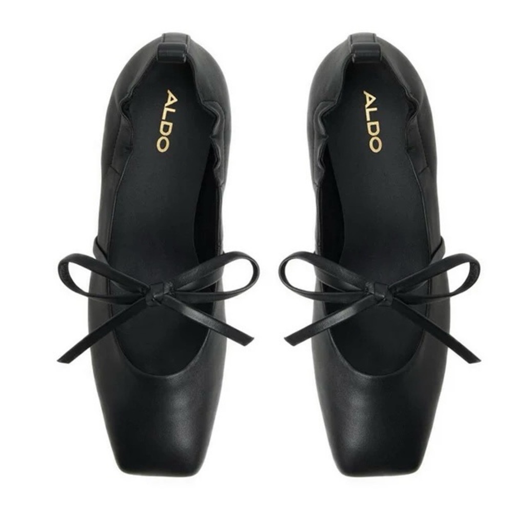 Aldo Briony Women Ballerinas Square Toe Black with Bow Sz 9